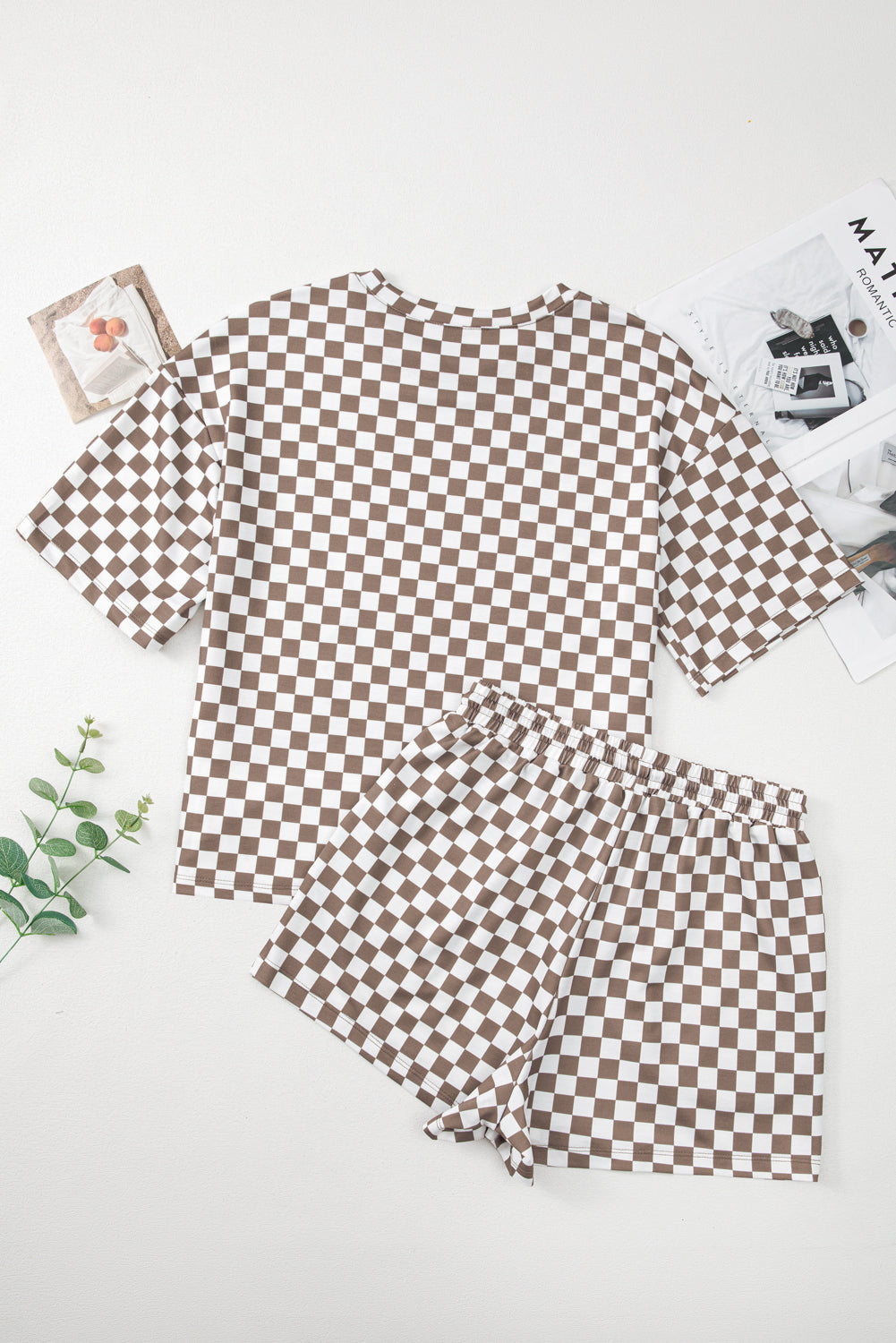 Top and Checkered and Short Everyday 2-Piece Outfit
