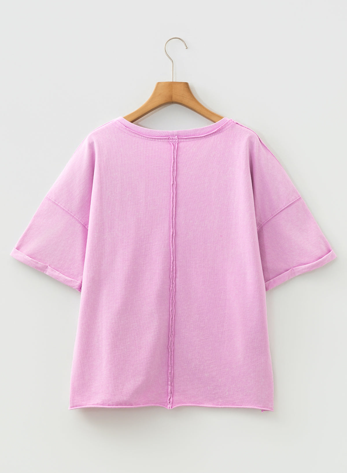 Drop-Shoulder Mineral Wash Raw Edge Loose Tee