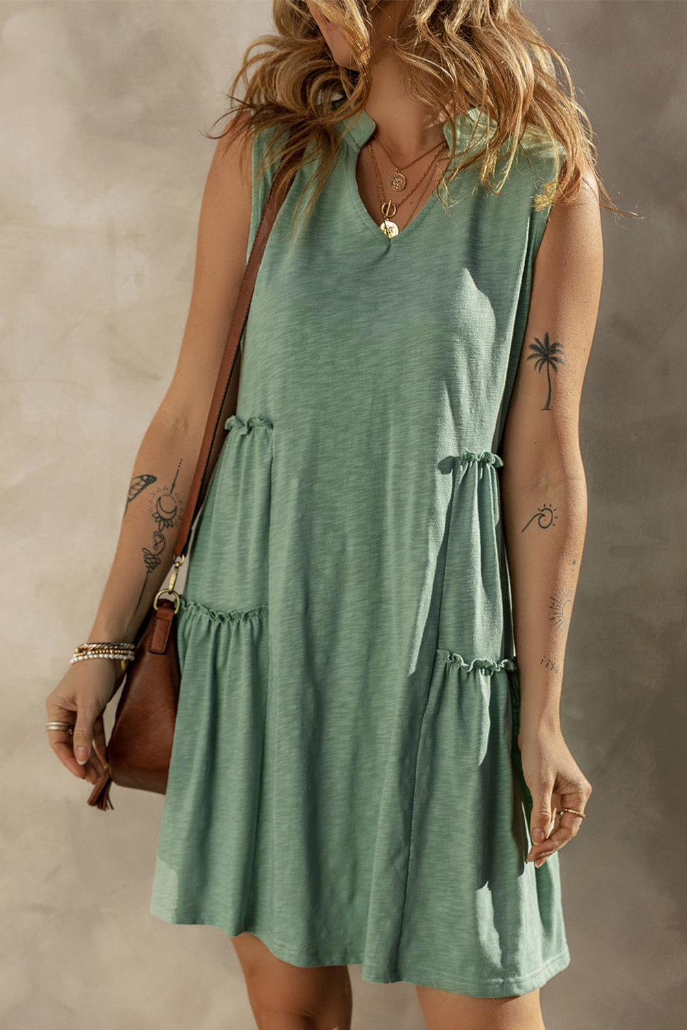 Women's Sleeveless Layered Flowy Dress