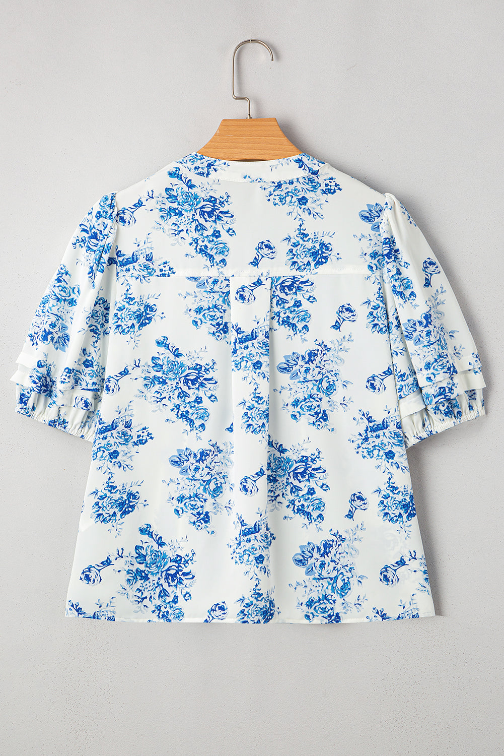 Puff Floral Tiered Everyday Shirt in Sky Blue