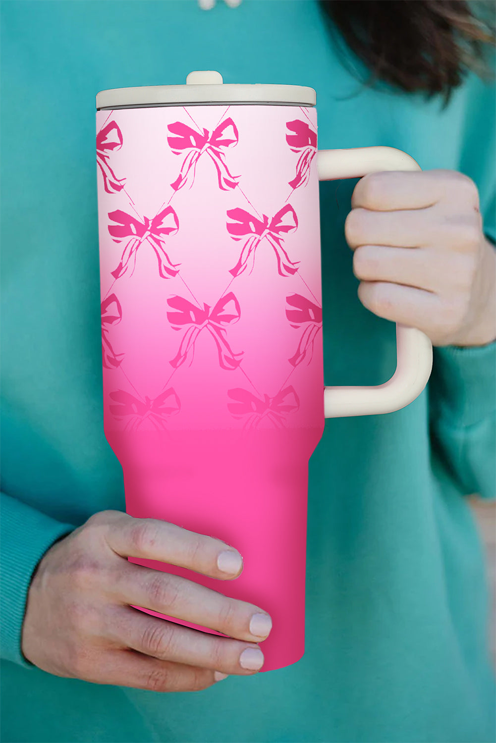 Gradient Bow Knot Color Print Large Vacuum Cup