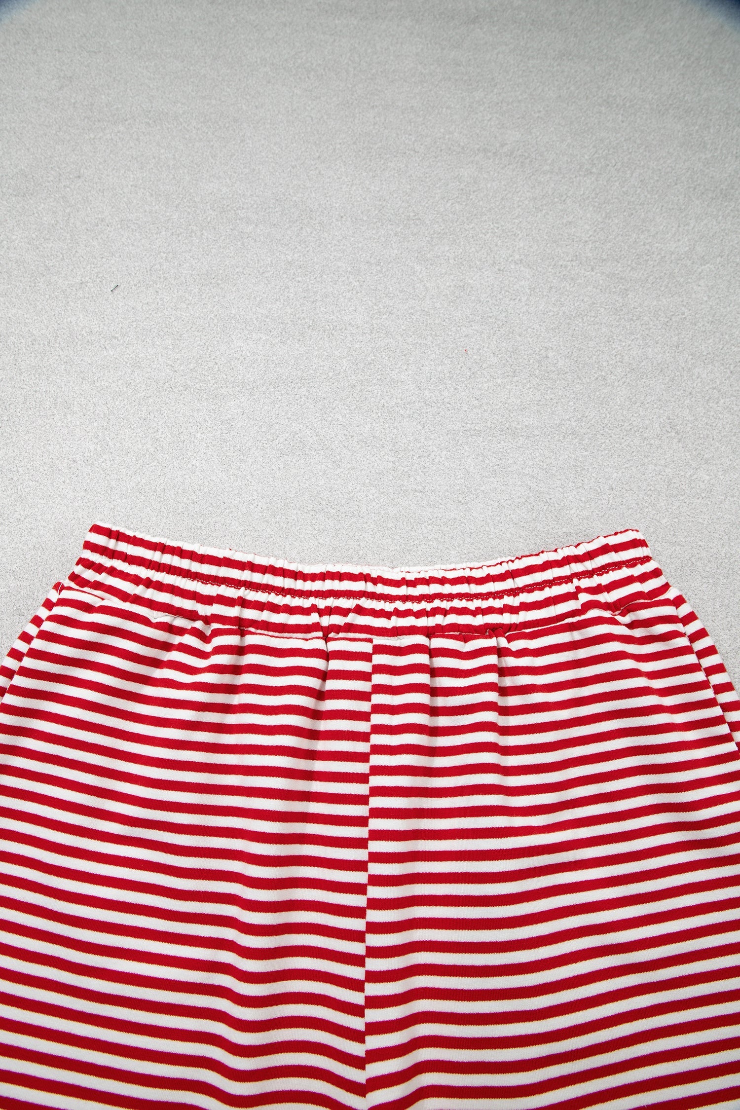Stripe Sweatshirt Oversize Mock-Neck and Shorts Set in Red