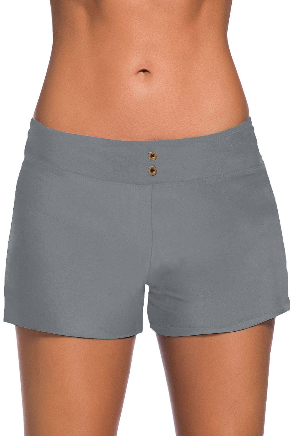 Women's Swim Women Gray Eyelets Waistband Boyshorts