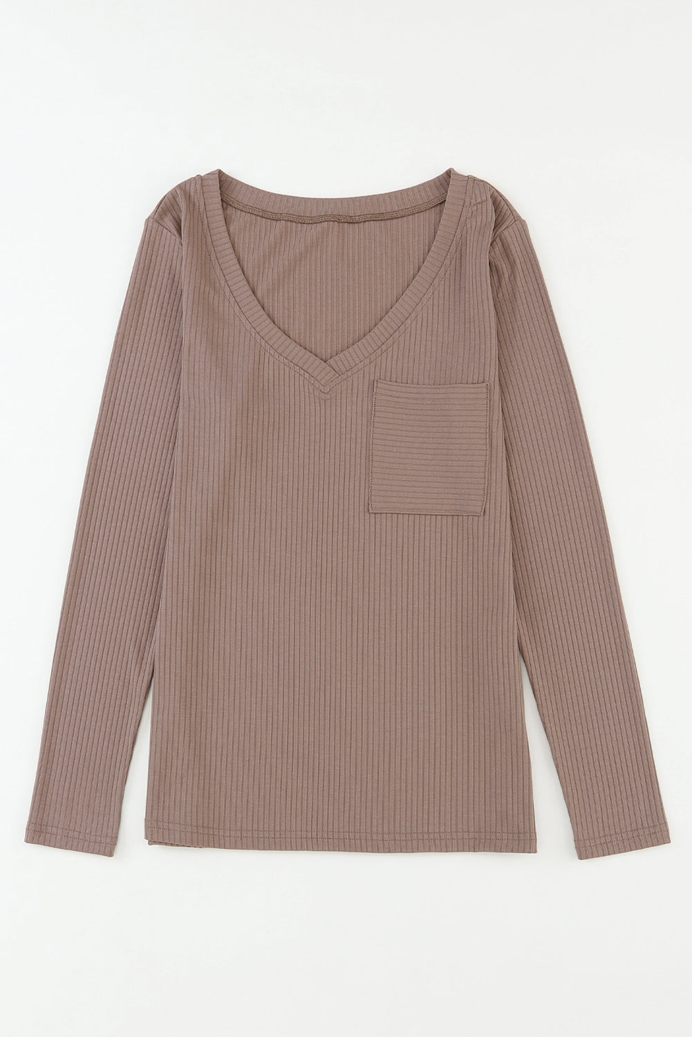 Top for Women Knitted Chest Pocket V Neck