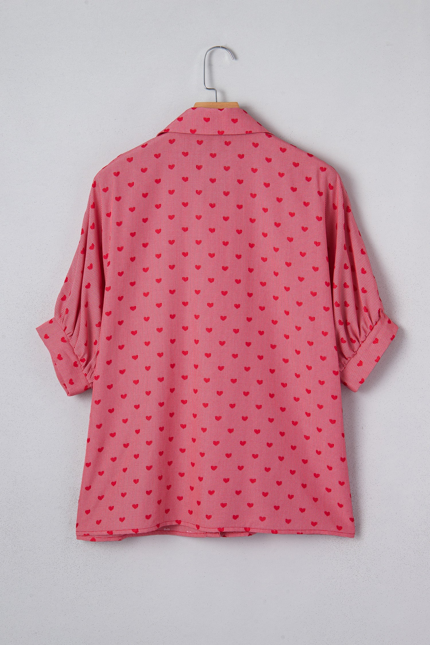 Shape Print Heart Print Half Sleeve Loose Valentine Shirt