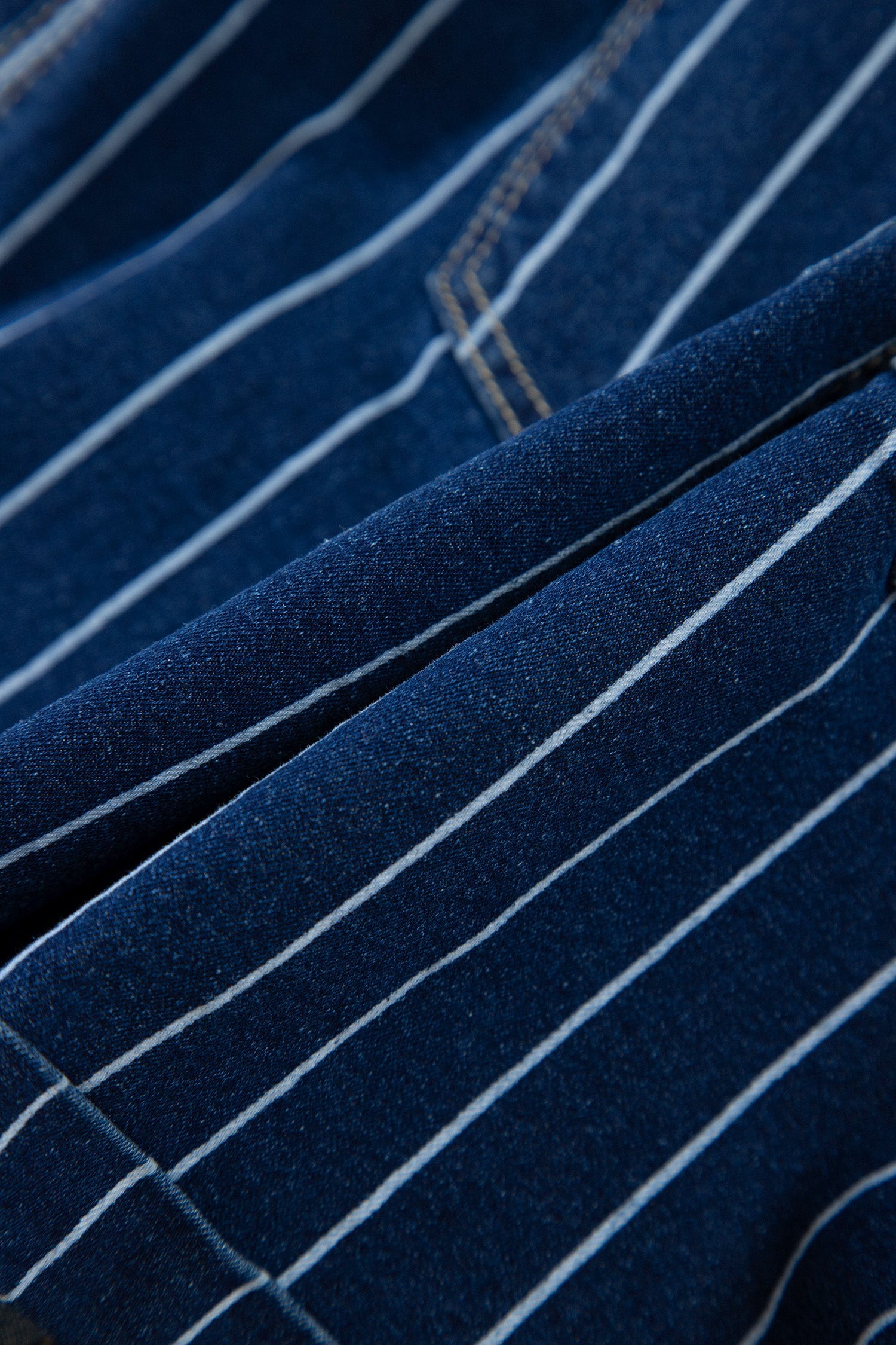 Stripe Metal Button Detail Womens Denim Shorts in Blue