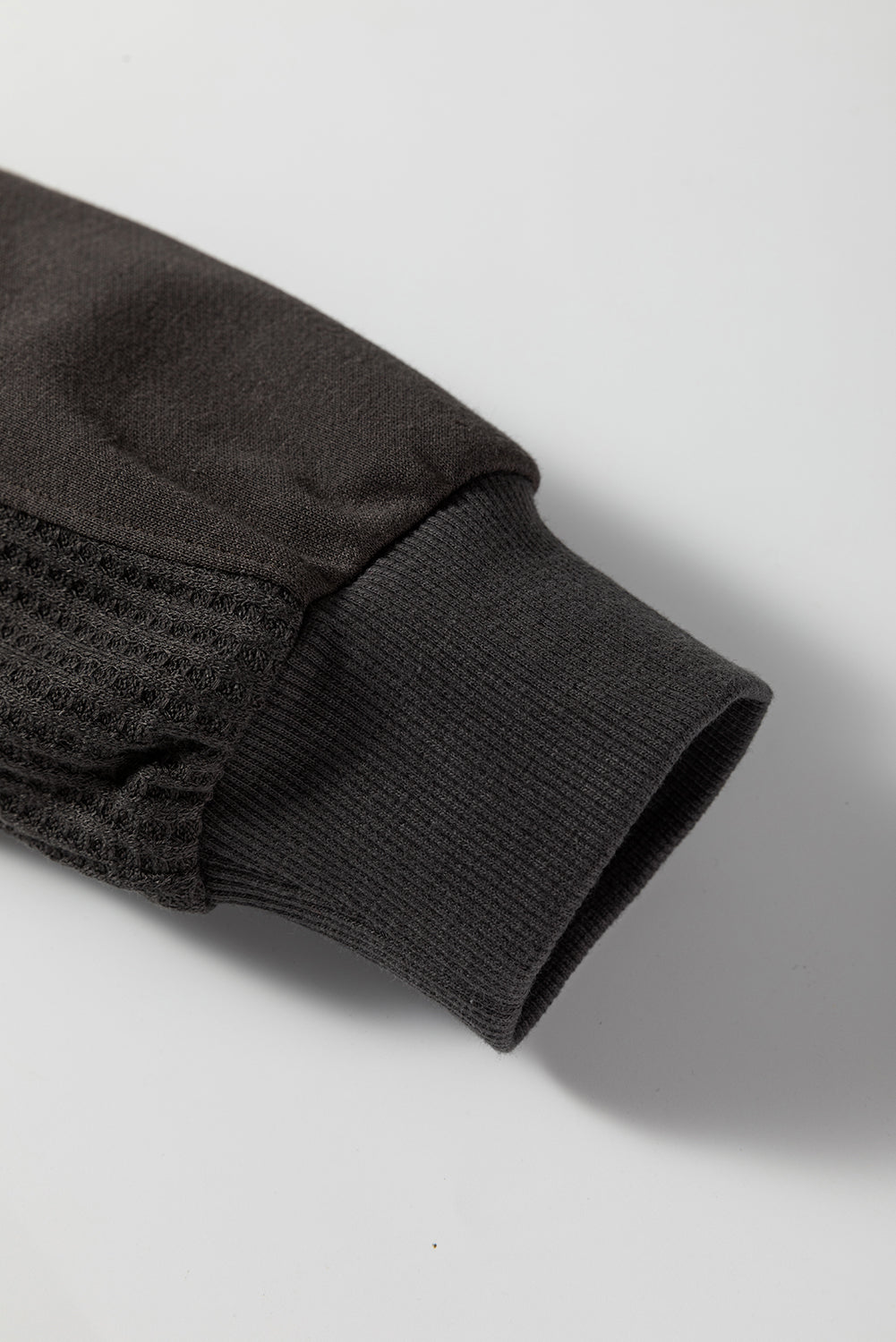 Waffle Half Knit Patchwork Zip Everyday Sweatshirt