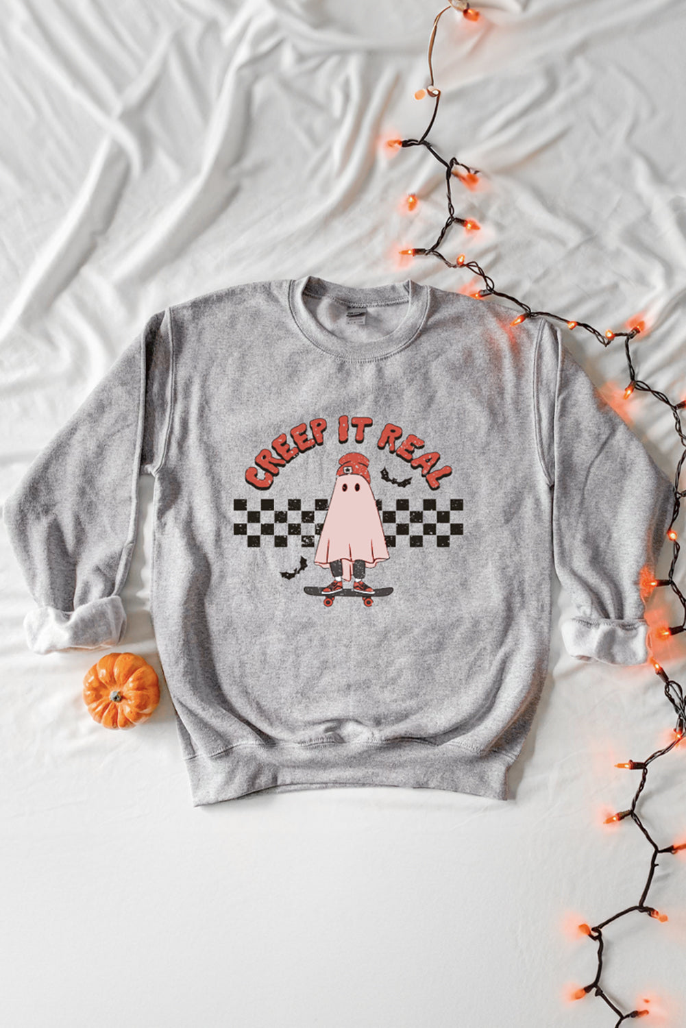 Creep It Real Ghost - Sweat-shirt à imprimé grande taille