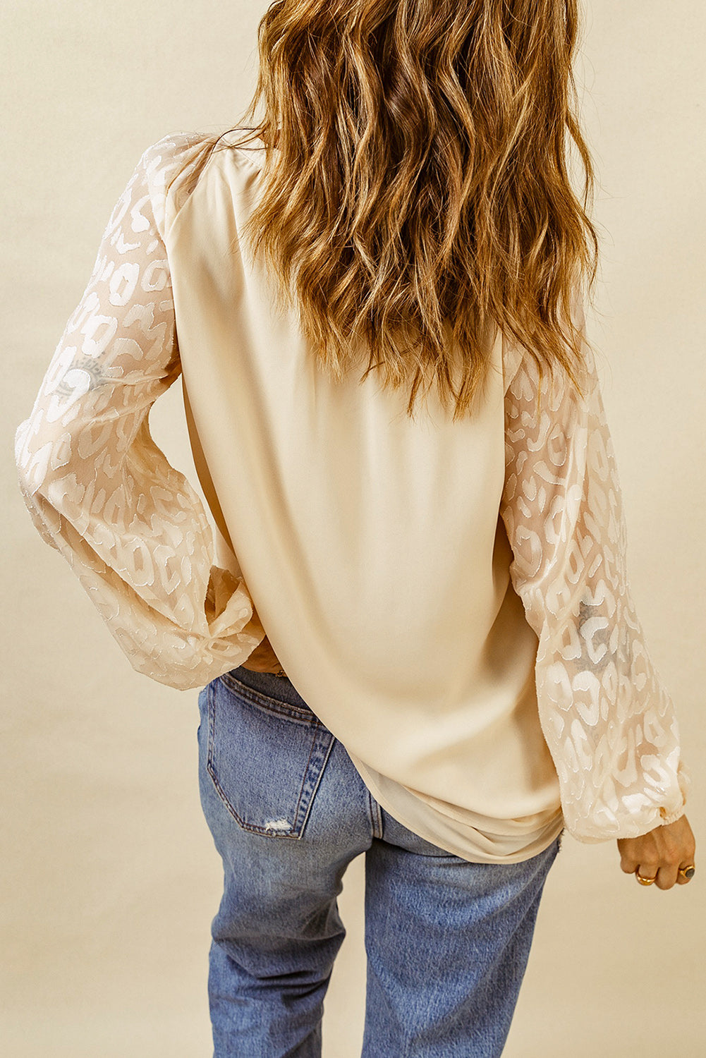 Women's Blouse Featuring Mesh Split Neck