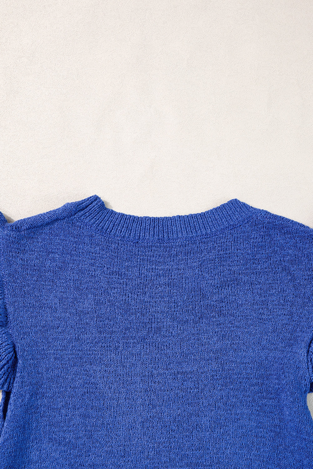 Women's Top Featuring Knitted Sweater Ruffle-Trimmed Sleeve