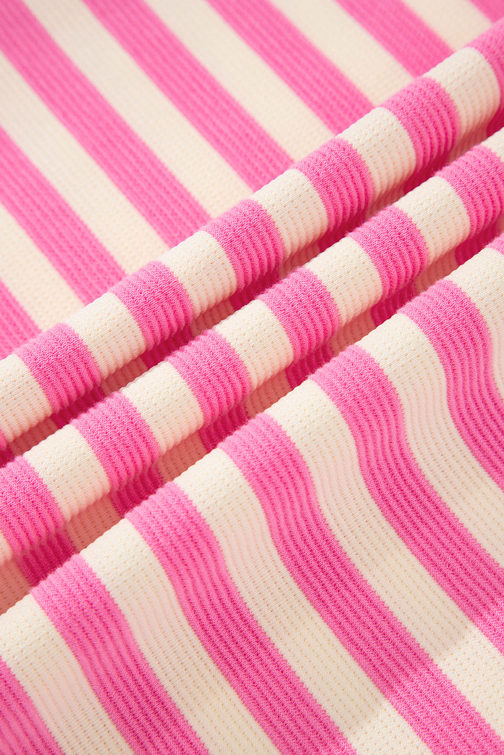 Contrast Stripe Print Collar Split Neck Flutter Sleeve Short Dress in Pink