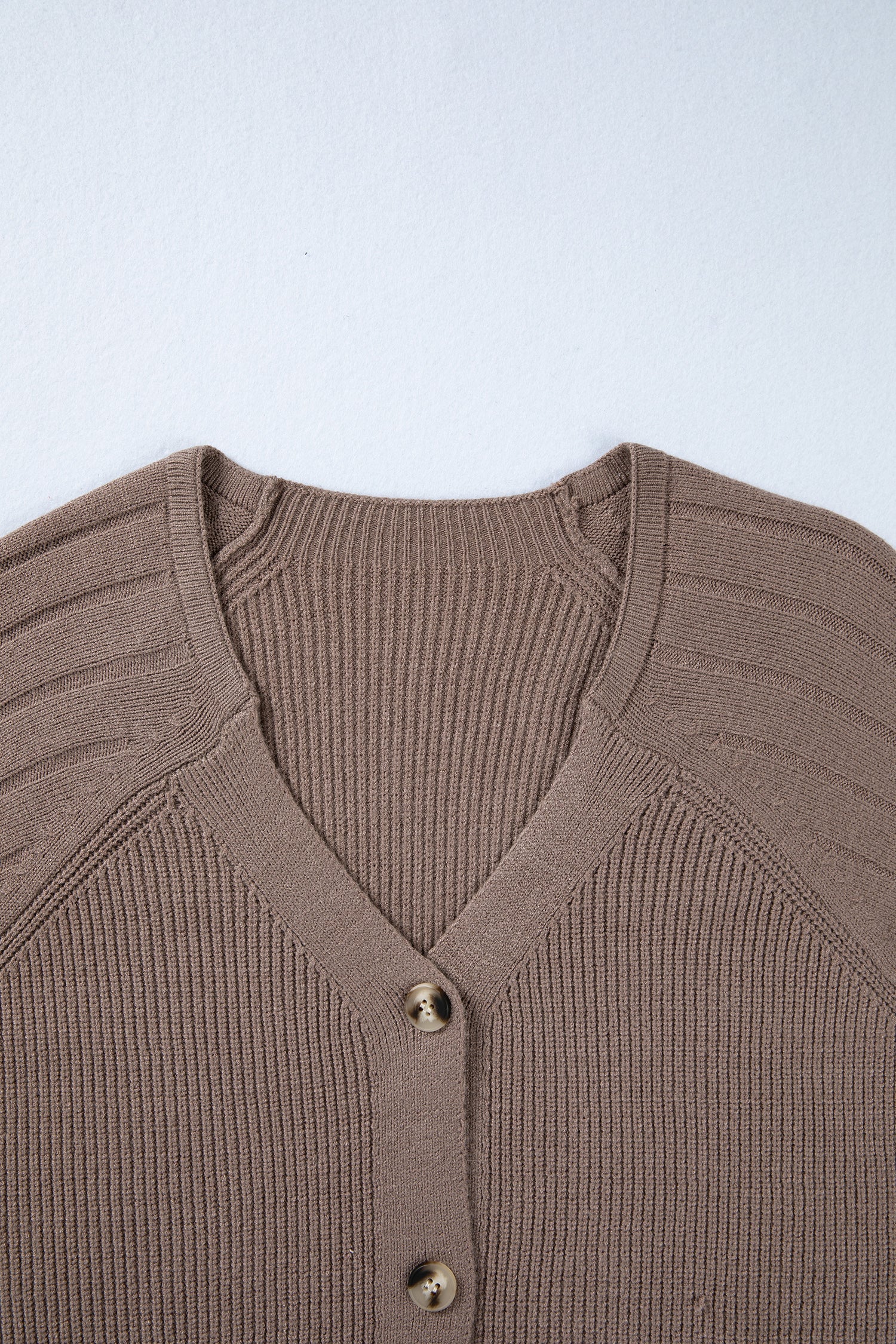 Mixed Button Texture Knit V-Neck Cardigan Knit Top