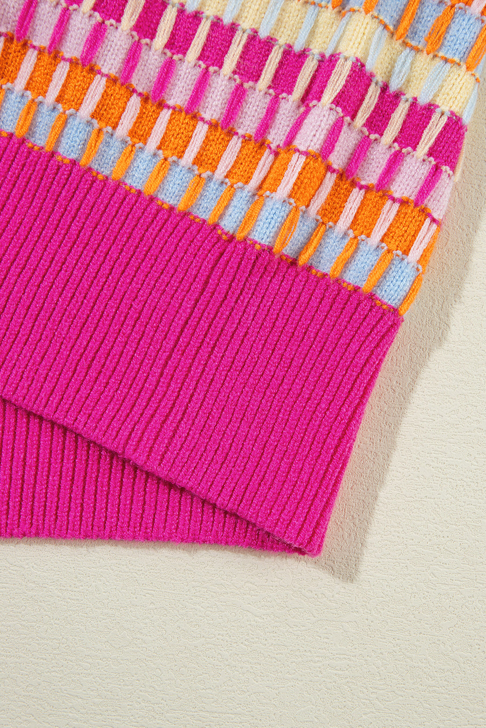 Striped Knitted Short Sleeve Sweater Top