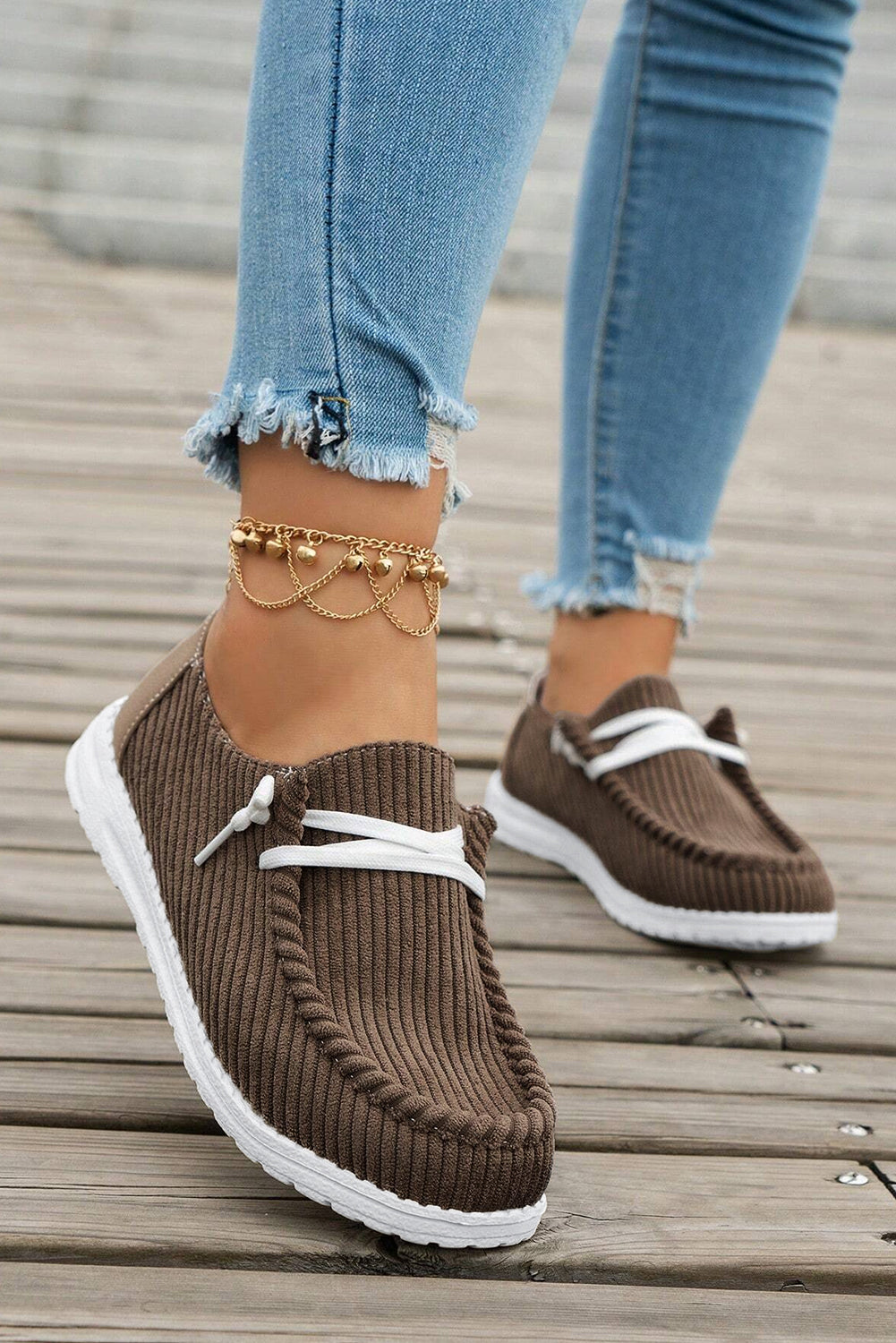 Solid Cross Rib-Knit Criss Slip On Everyday Shoes