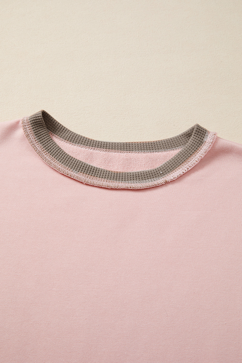 Colorblock Waffle Mix Texture Patchwork Oversize Sweatshirt