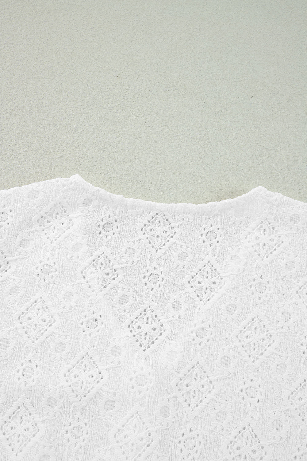Lace Puff Sleeve V Neck Button Up Shirt