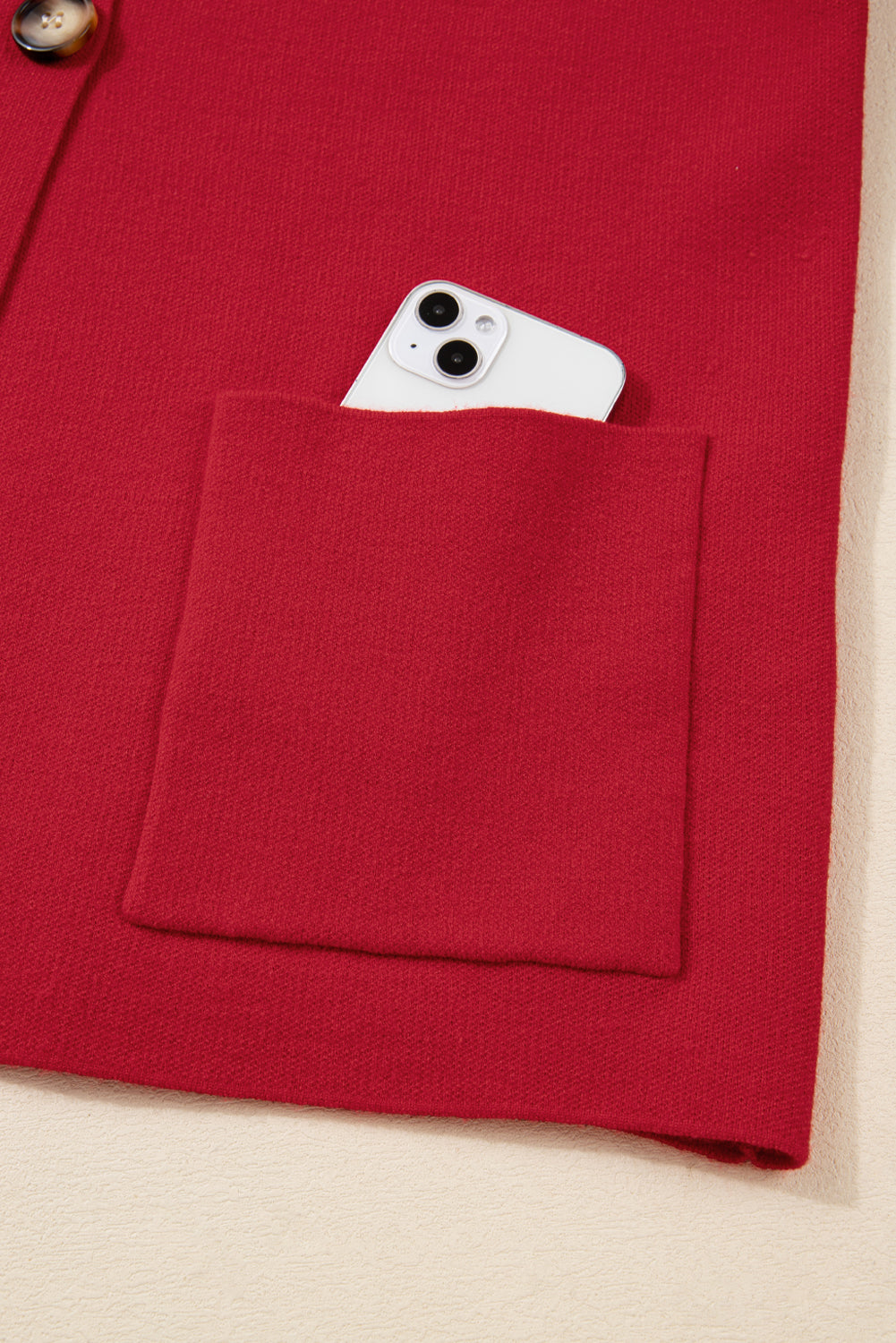 Collared Wrapped Button Front Cardigan Jacket in Fiery Red