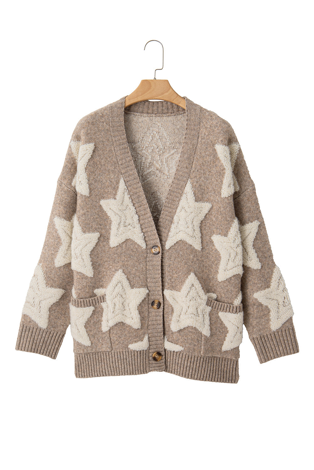 Cardigan pull texturé à motif étoile Sherpa avec poches