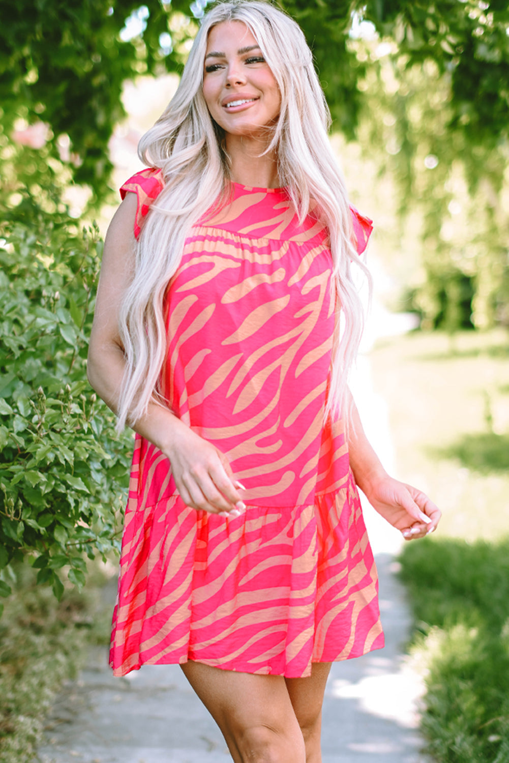 Women's Trim Pocket-Detail Zebra Stripe Dress