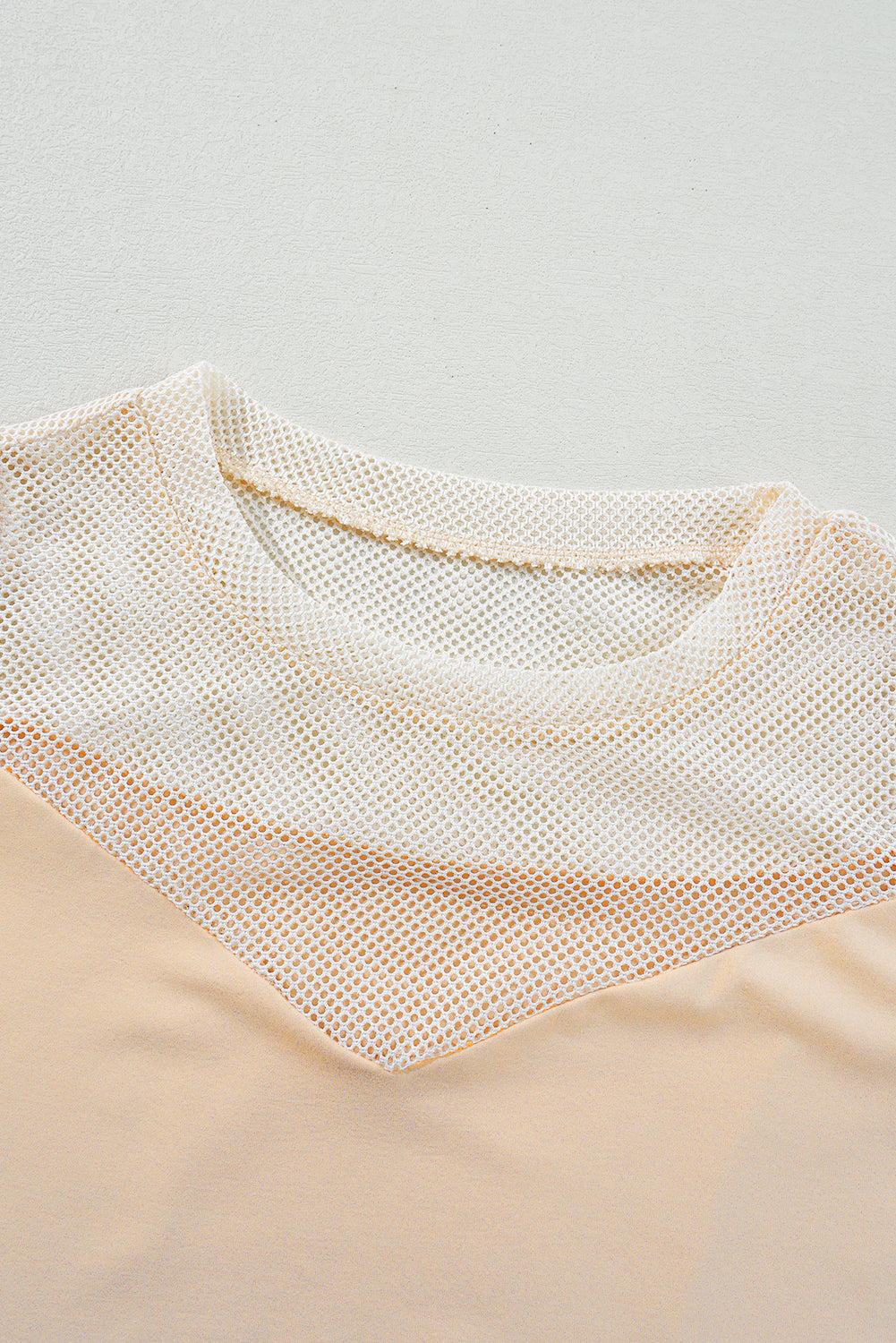 Solid Mesh Patchwork Crew Neck Tank Top