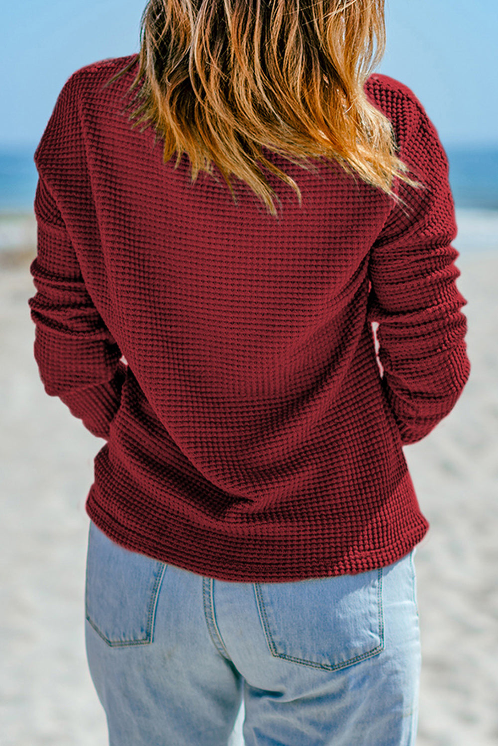 Women's Top Featuring Long-Sleeve Knitted Dropped-Shoulder