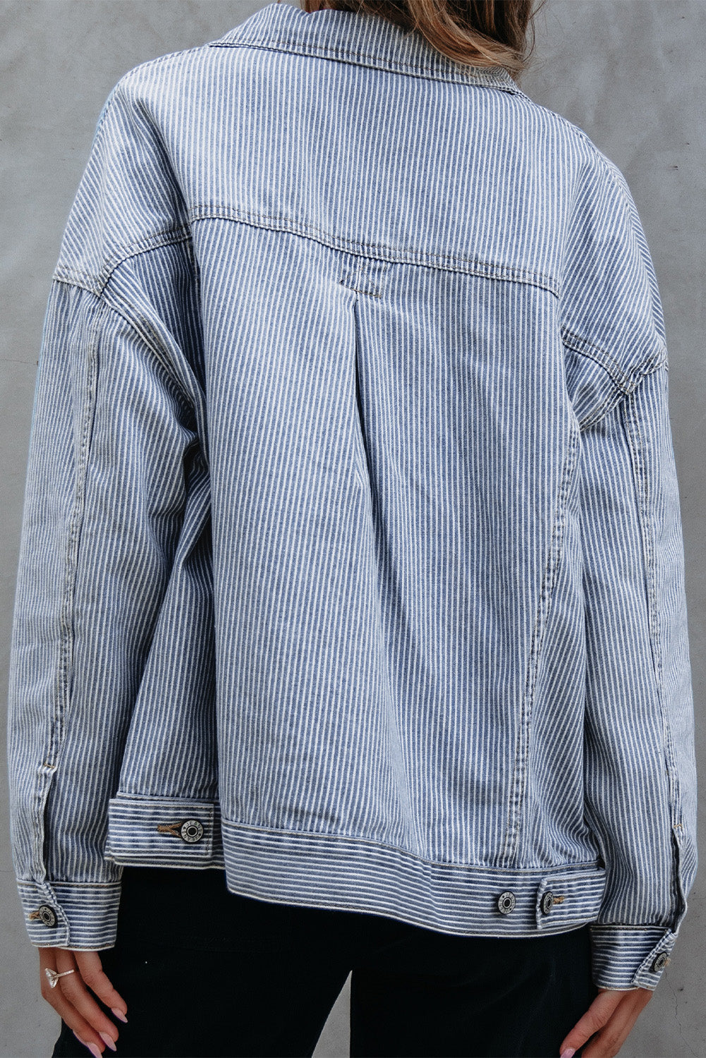 Denim Jacket: Washed Oversize Pocket-Detail