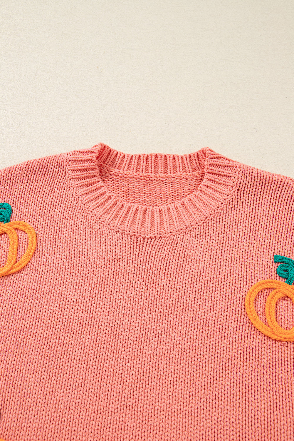 Pumpkin Embroidered Thanksgiving Holiday Knit Top