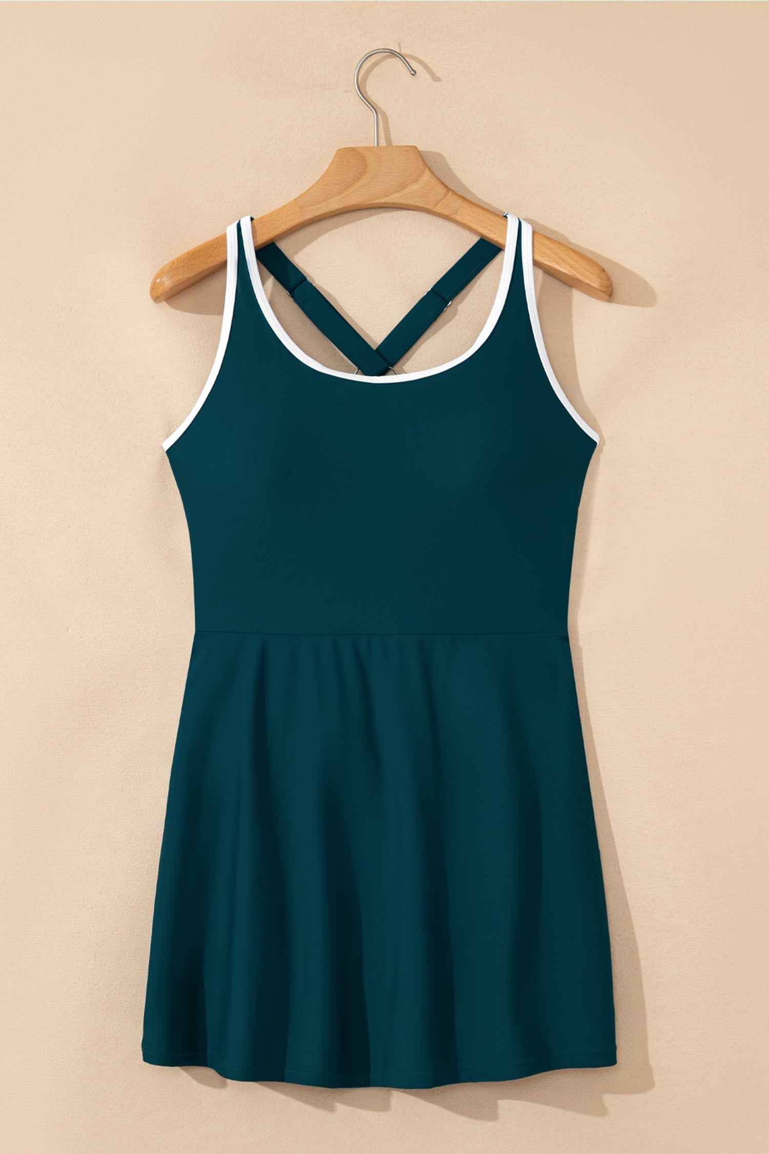 Sapphire Contrast Edge Ruffled High-Waisted One Piece Swim Dress in Blue