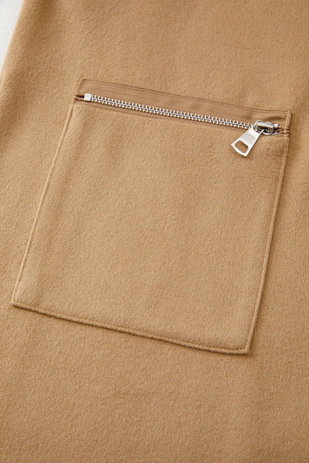 Solid Everyday Zip-Front Hooded Coat in Light French Beige