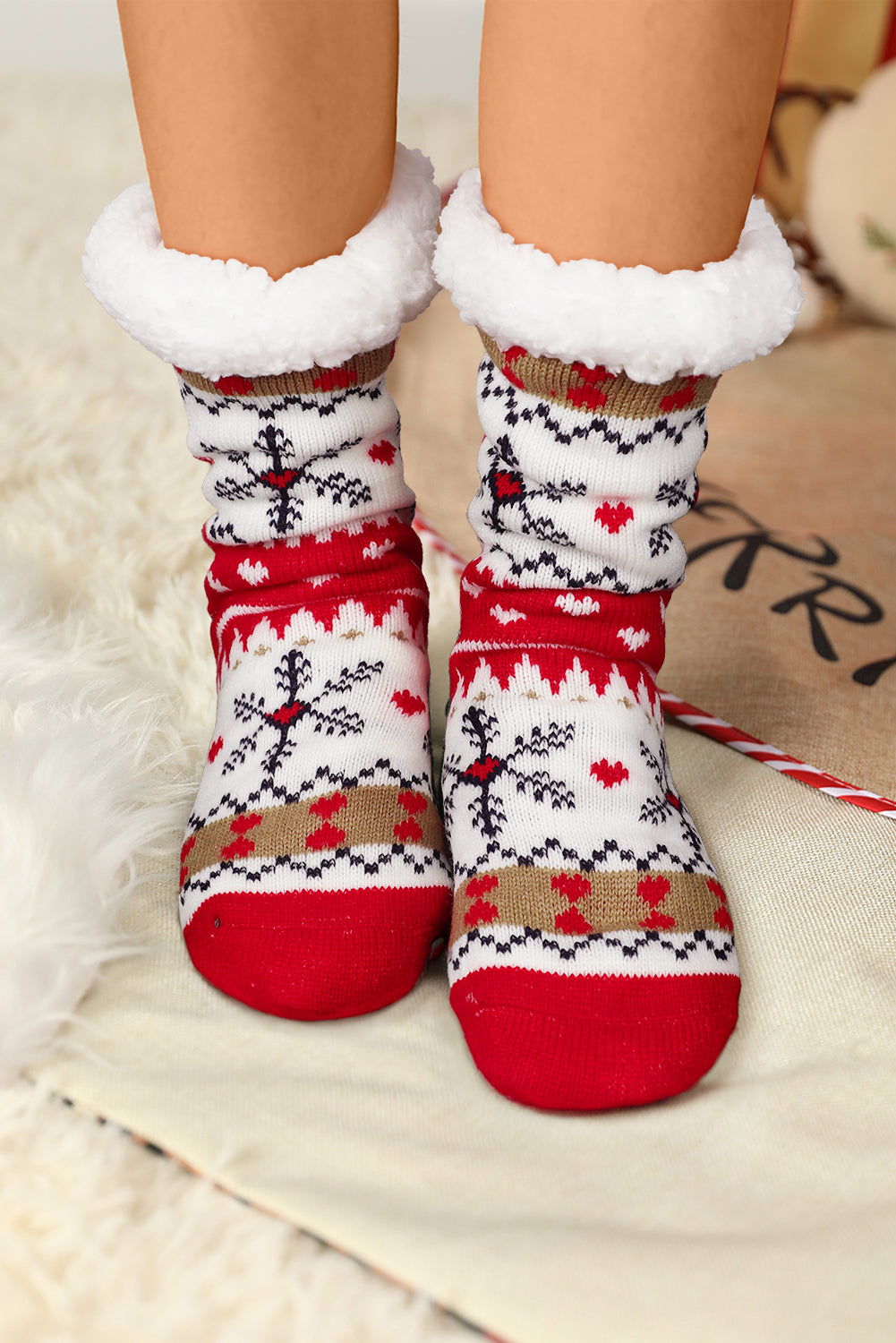 Christmas Pattern Plush Lined Winter Socks