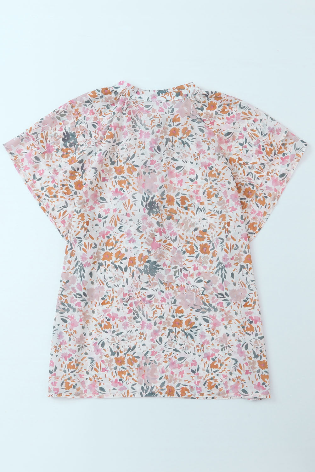 Women's Top with Multicolor Floral-Print Mandarin Collar