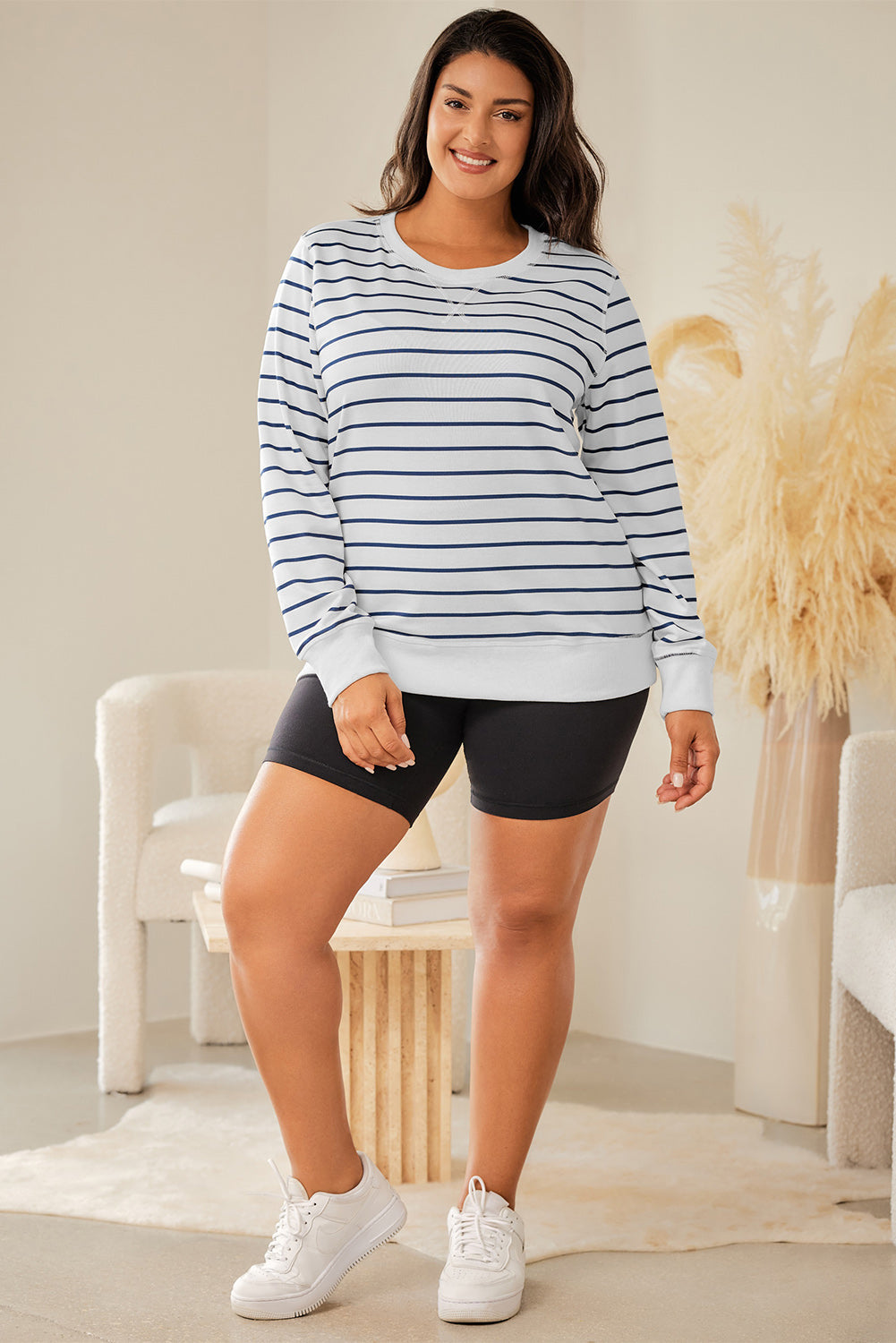 Women's Printed Plus SIze Long-Sleeve Top