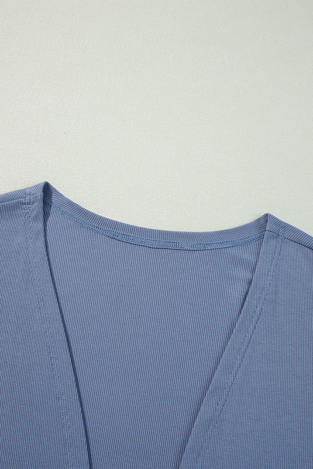 Solid Rib-Knit Open-Front Tunic Cardigan in Ashleigh Blue