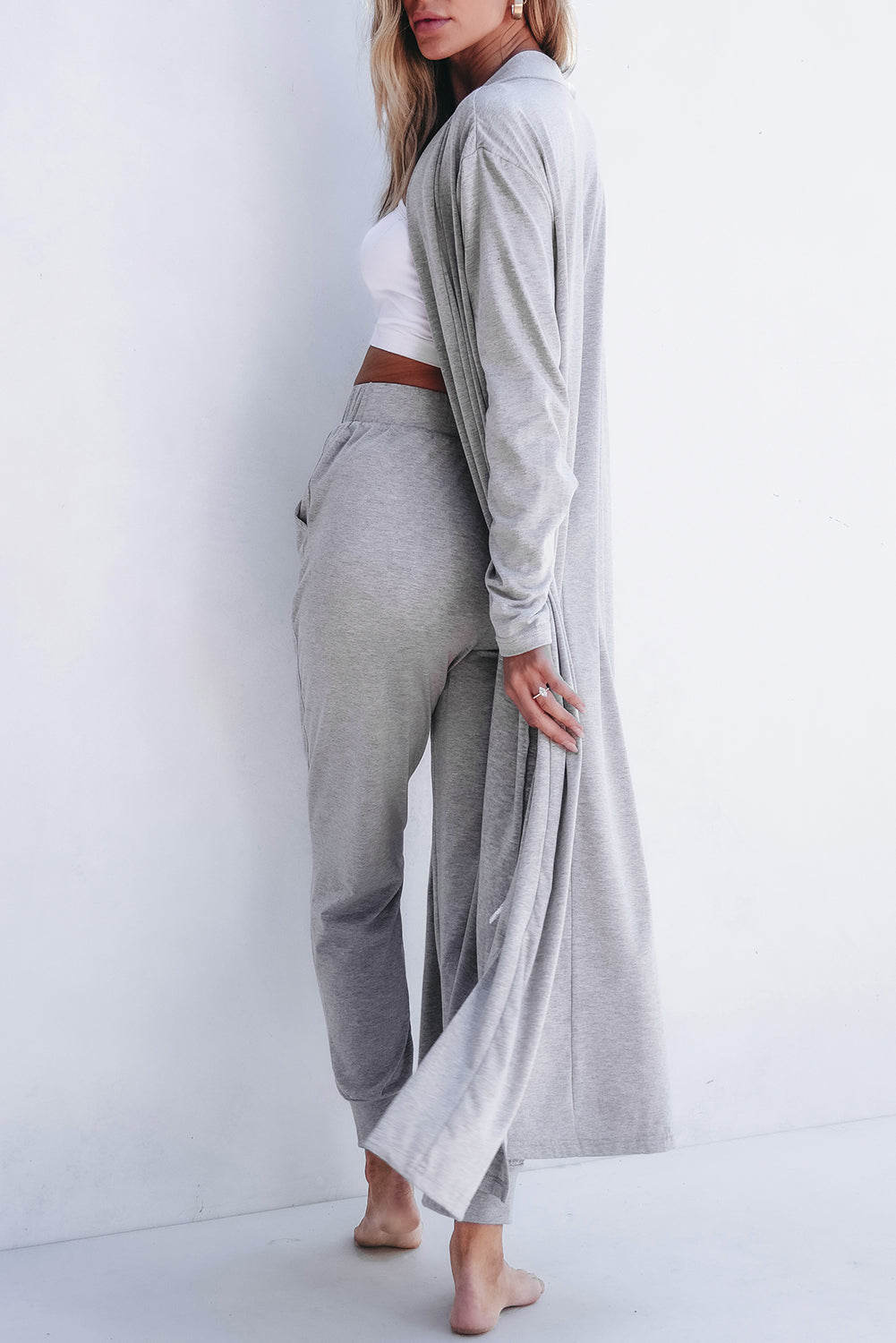 Cardigan Split Long and Skinny Pants Lounge Set
