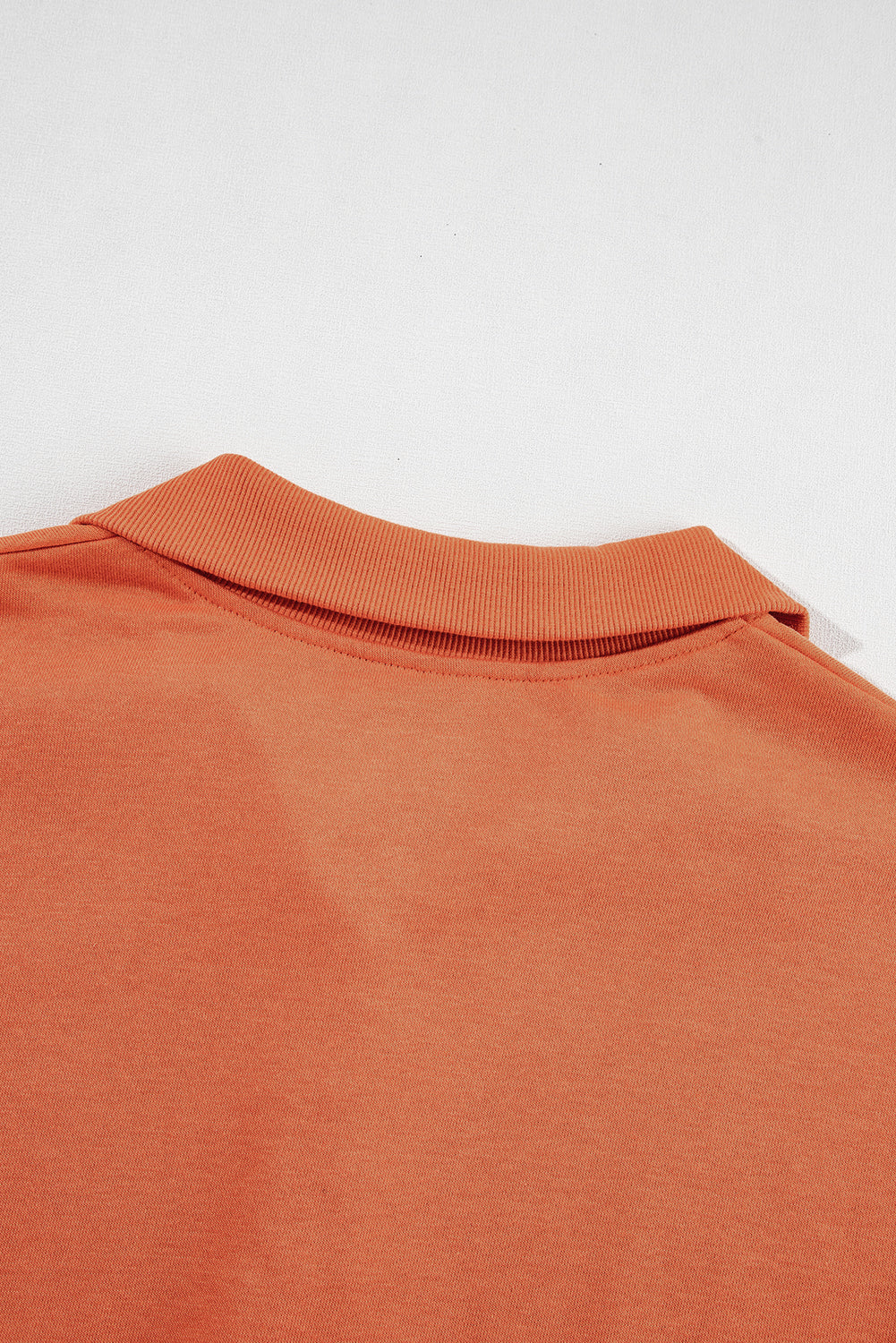 Button-Front Detail Collared Raw High Low Baggy Sweatshirt with Slits