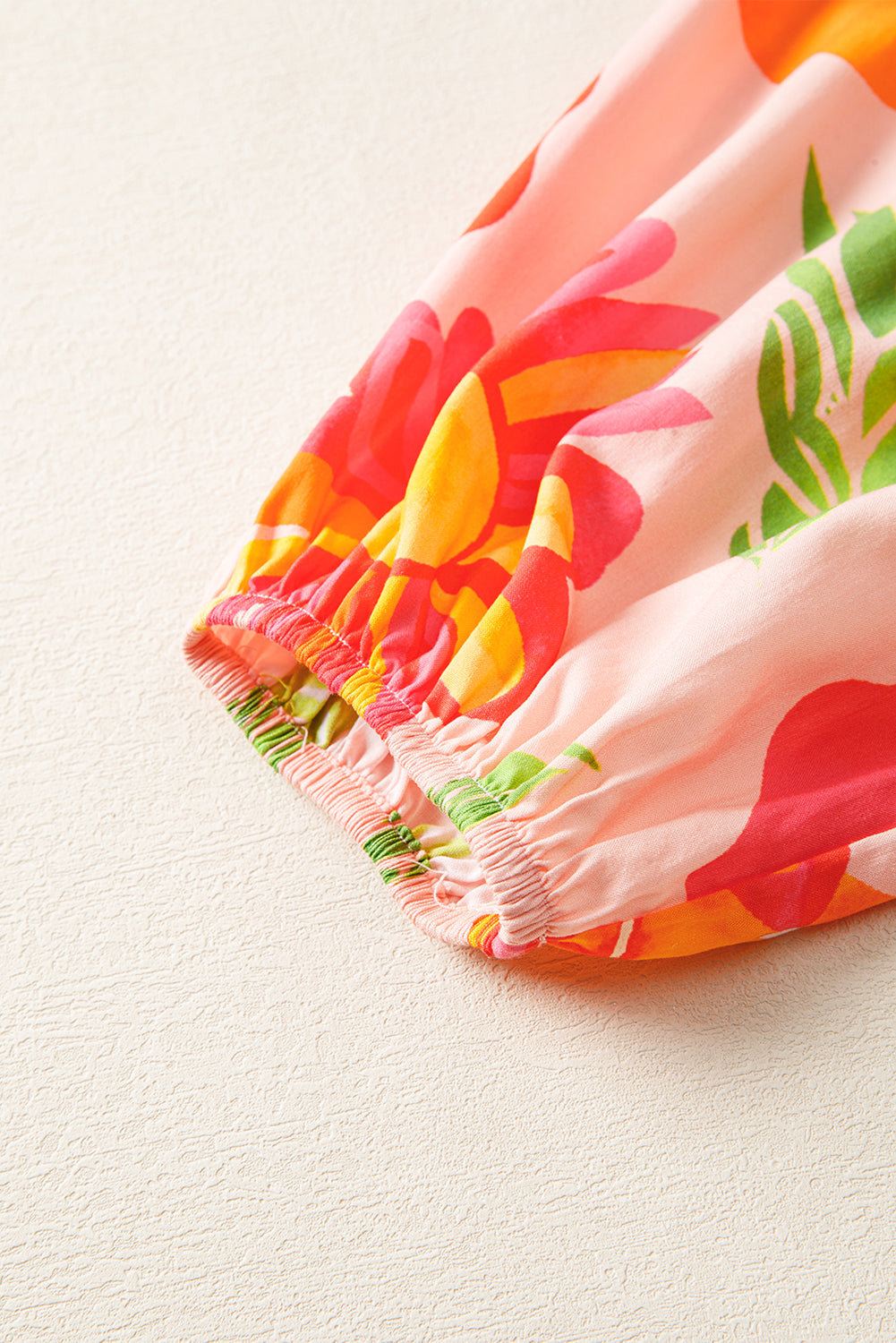 Floral-Print Smocked Detail V-Neck Puff Sleeve Flowy Maxi Dress