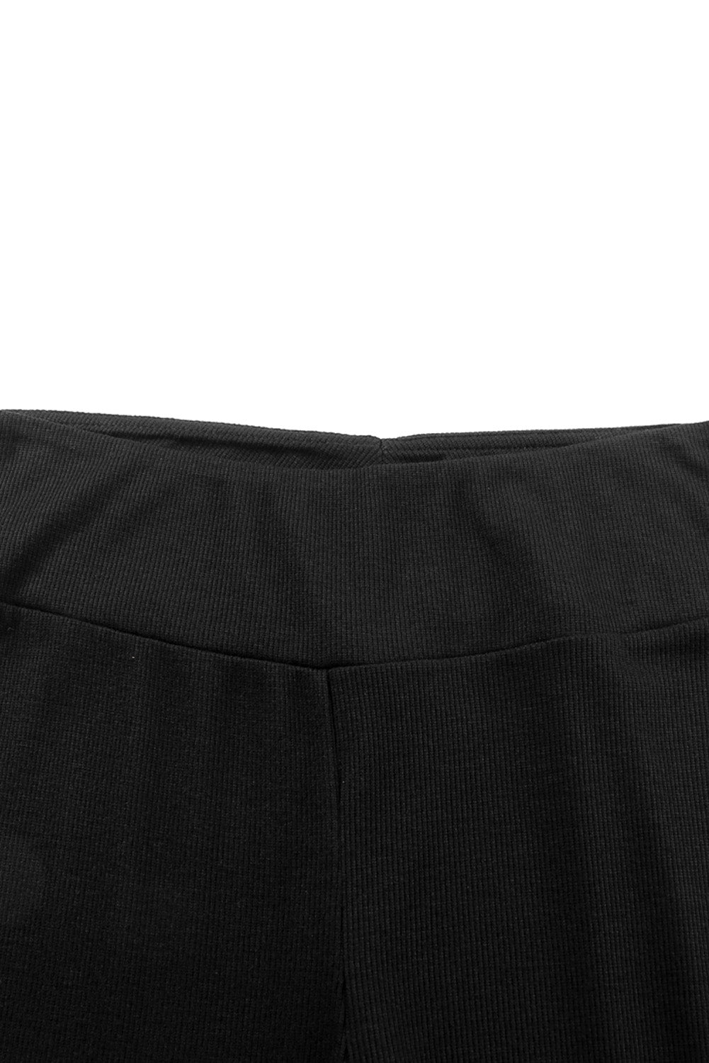 Women's Leggings with Rib-Knitted High-Rise Black Slit