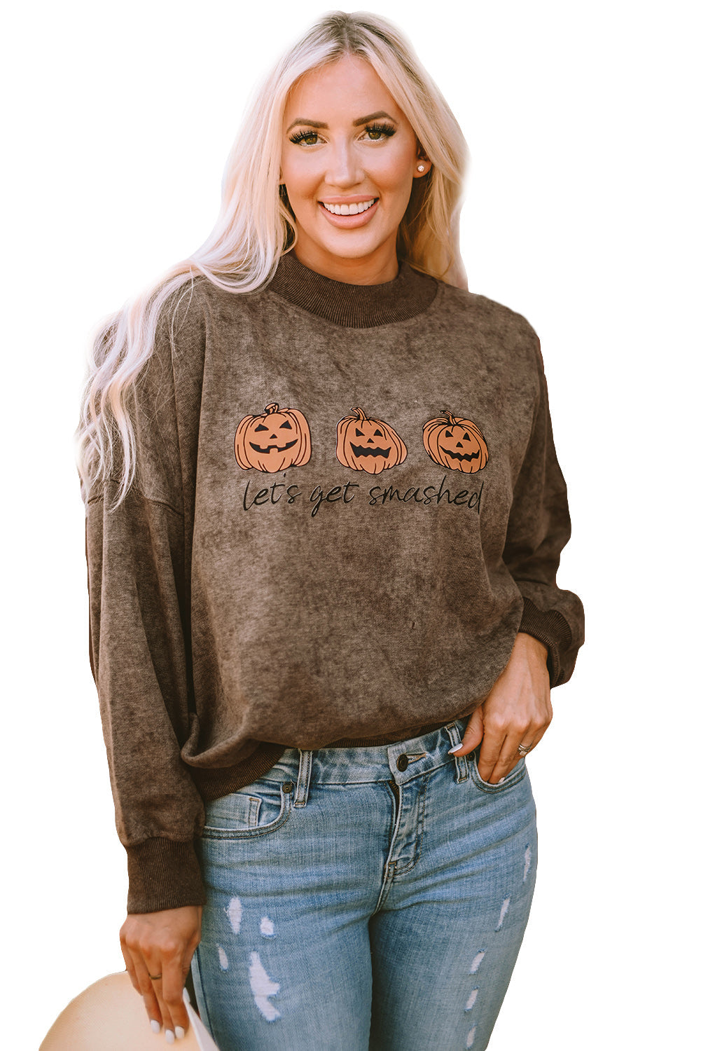Women's Graphic Sweatshirt Featuring Let's Get Smashed Pumpkin