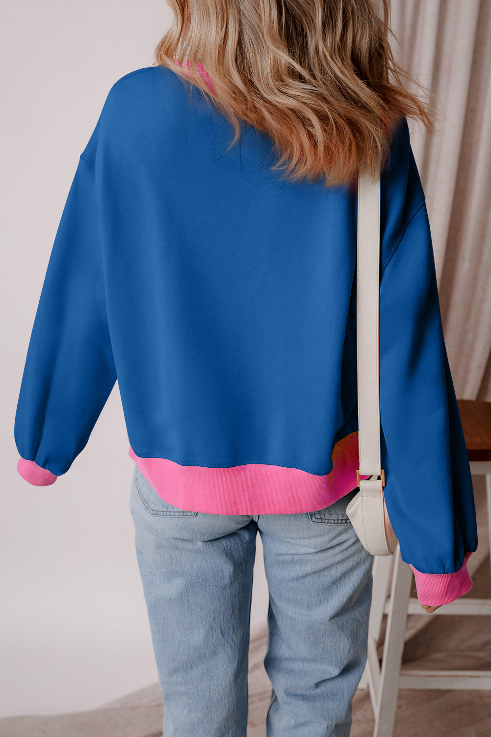 Sweat-shirt color block à manches bulles