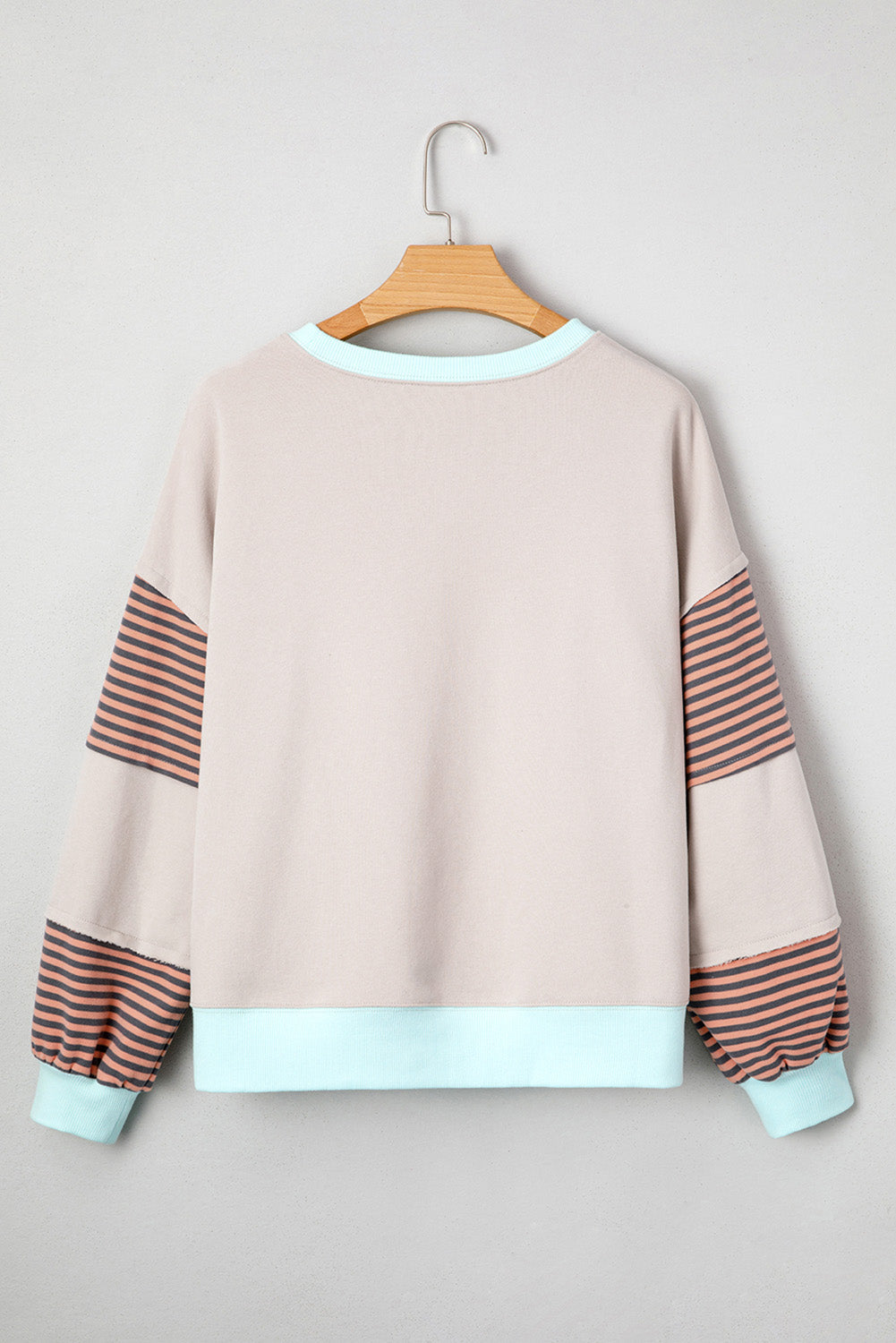 Striped Colorblock Patchwork Drop-Shoulder Sweatshirt