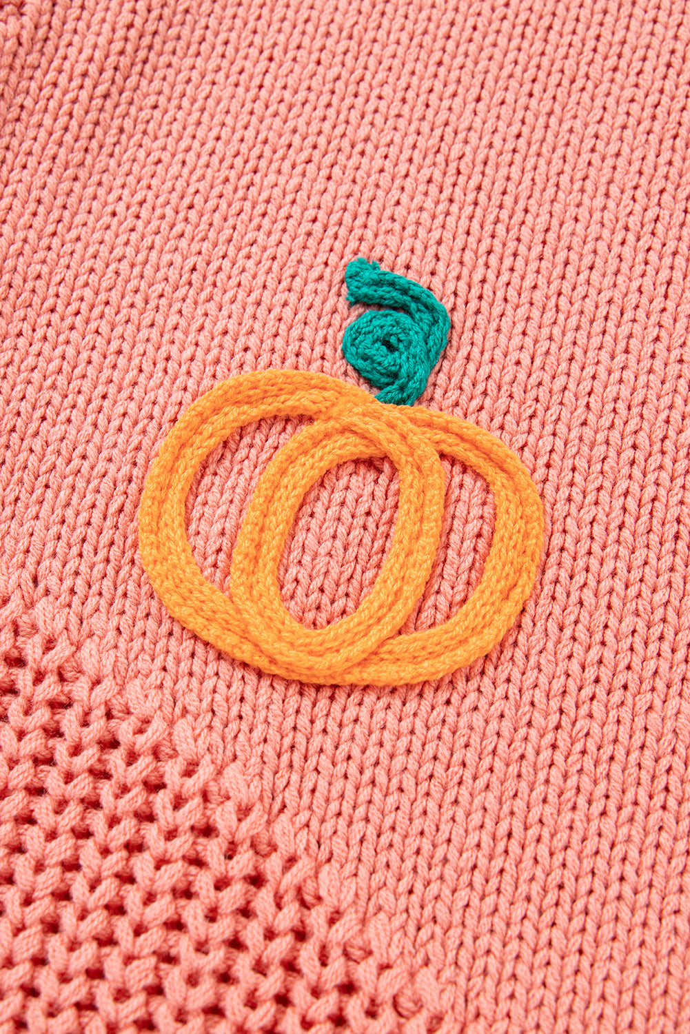 Pumpkin Embroidered Thanksgiving Holiday Knit Top