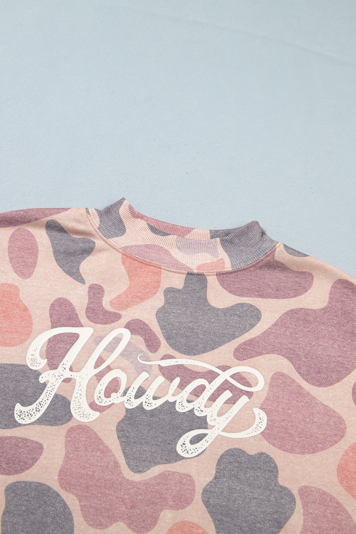 Camo Western Print Howdy Style Baggy Pullover Sweatshirt in Multicolour