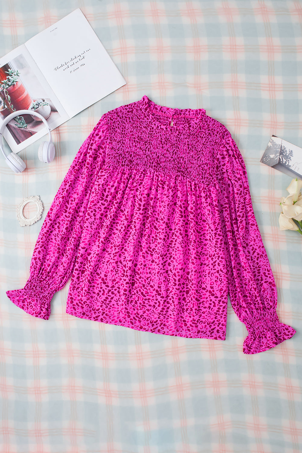 Women's Blouse with Shirred Balloon Sleeve Flowy