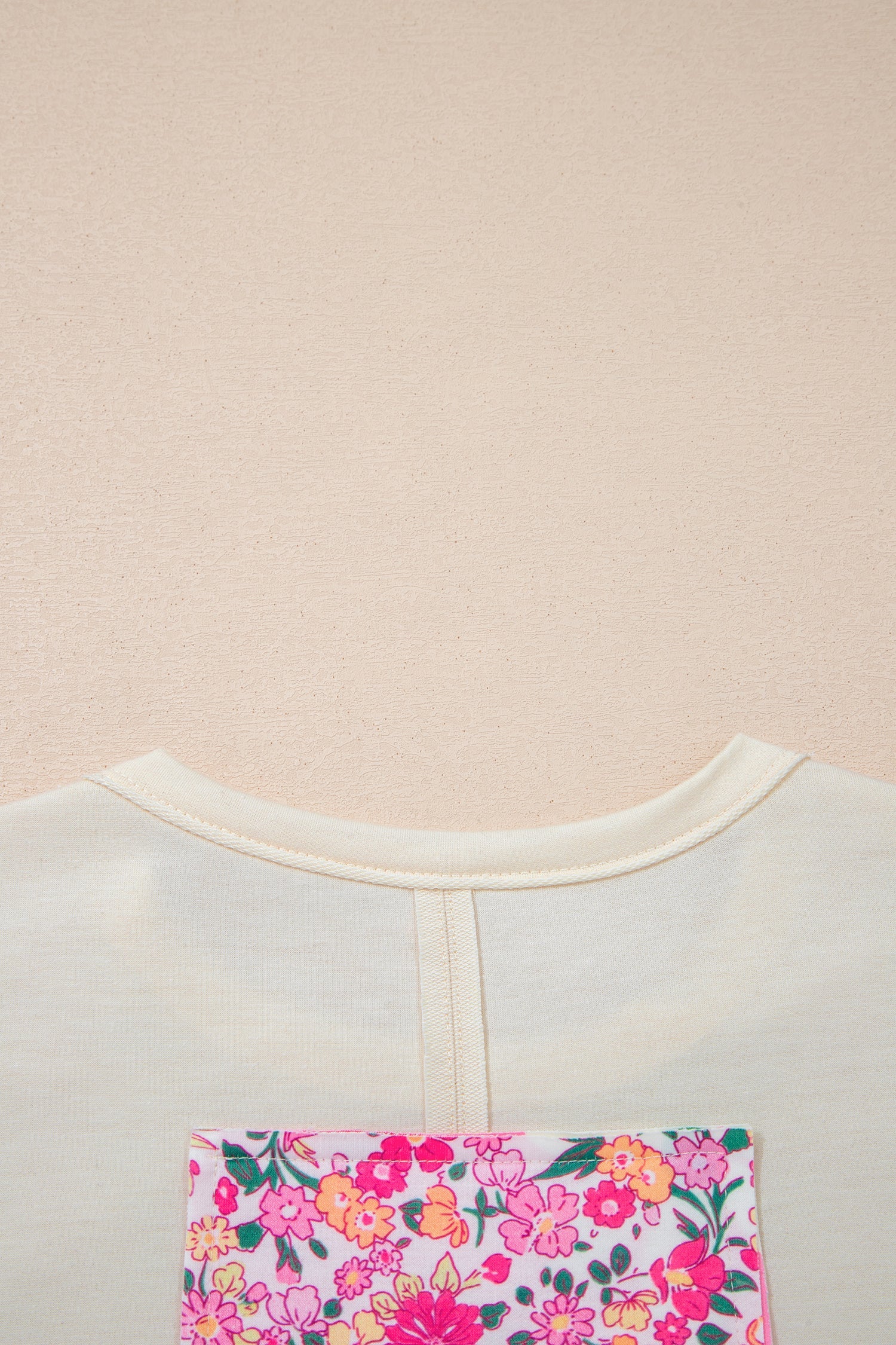 Floral Patched Raw Seam Big Flower Oversize Tee