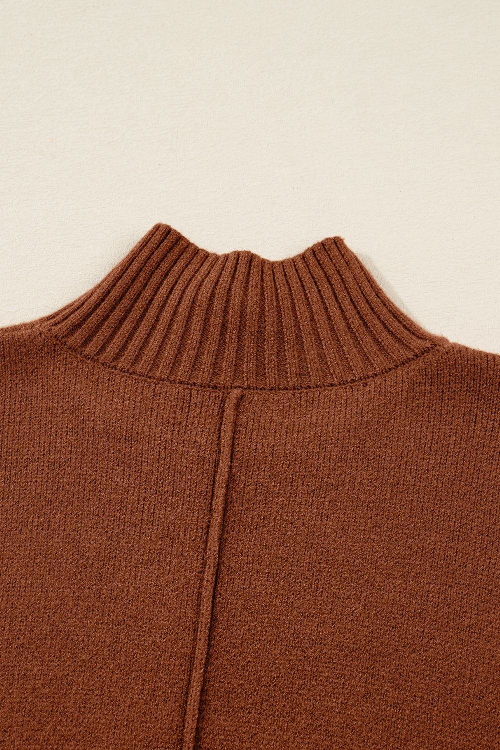 Neck Rib-Knit High Front Pockets Center Seam Shift Knit Top Dress