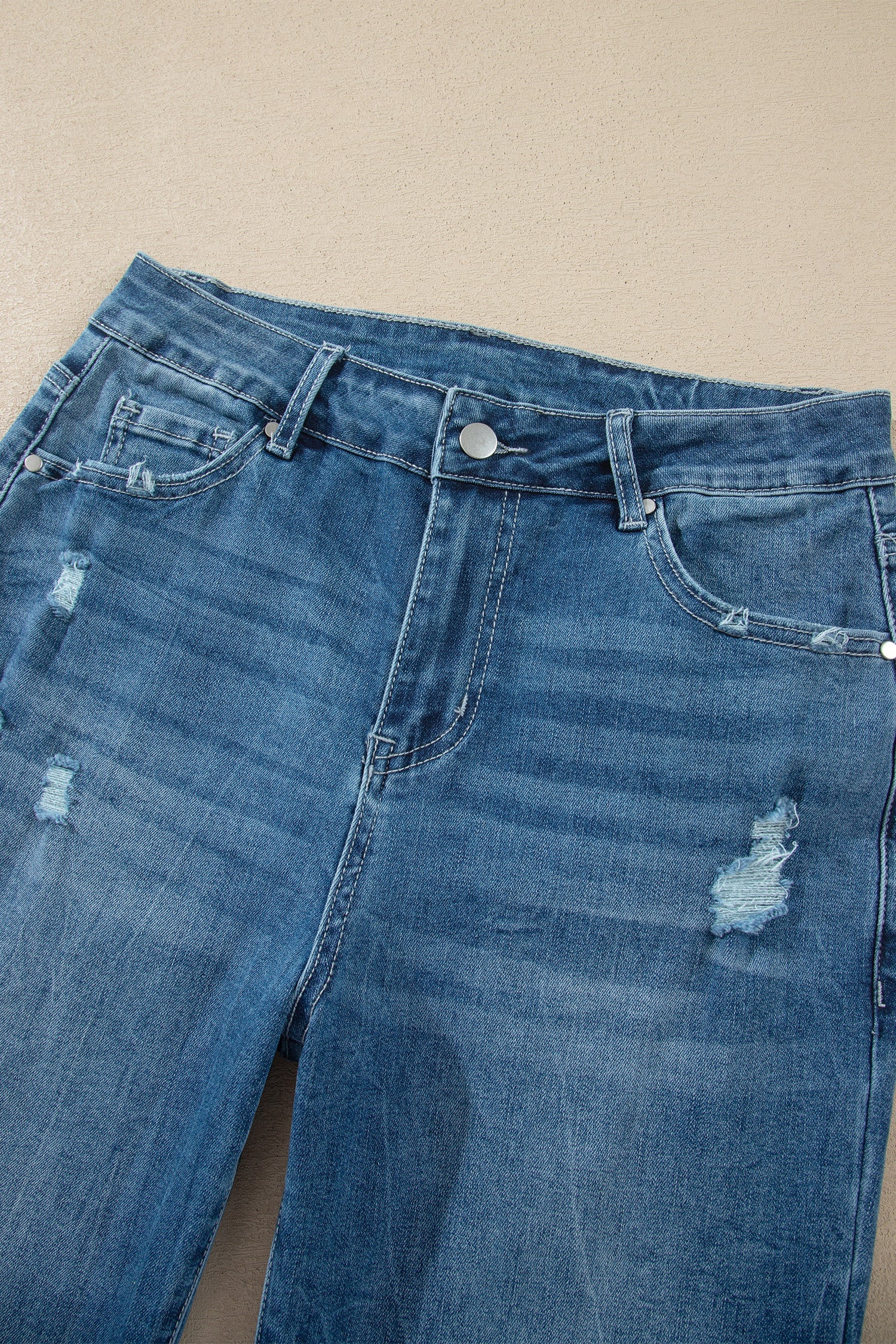 Women High-Waisted Ashleigh Blue Frayed Hem Flare Jeans