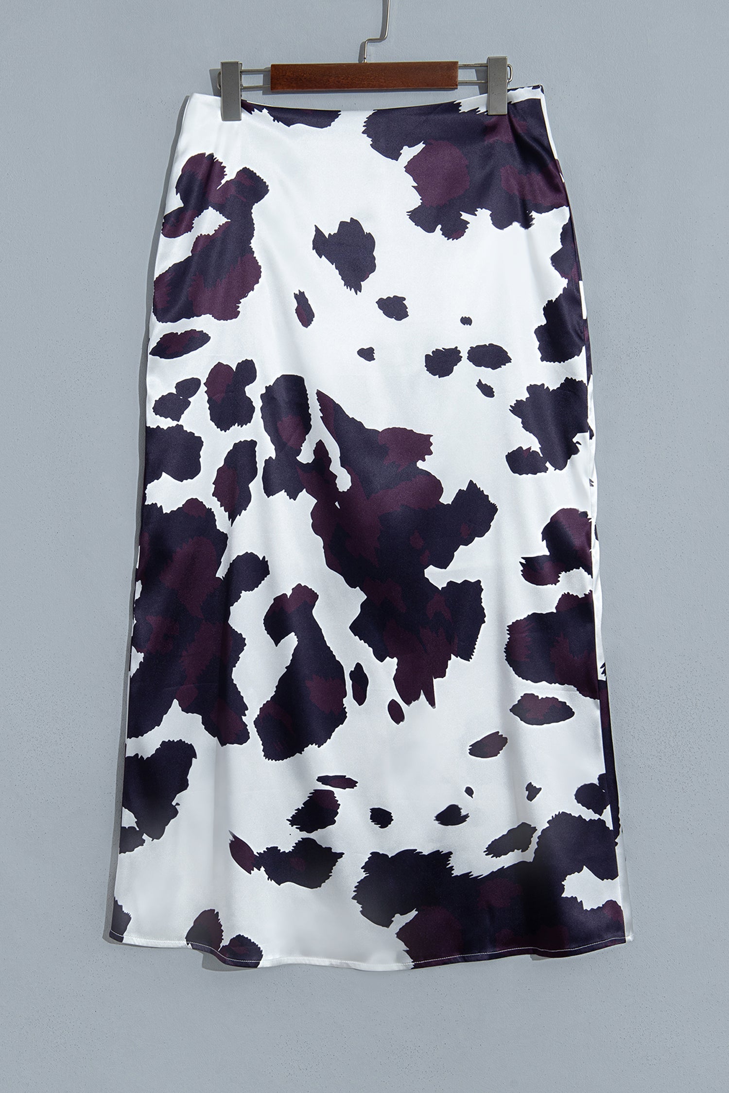 Abstract Long Print Western Metal Zip-Front Waist Daily Wear Skirt in Brown