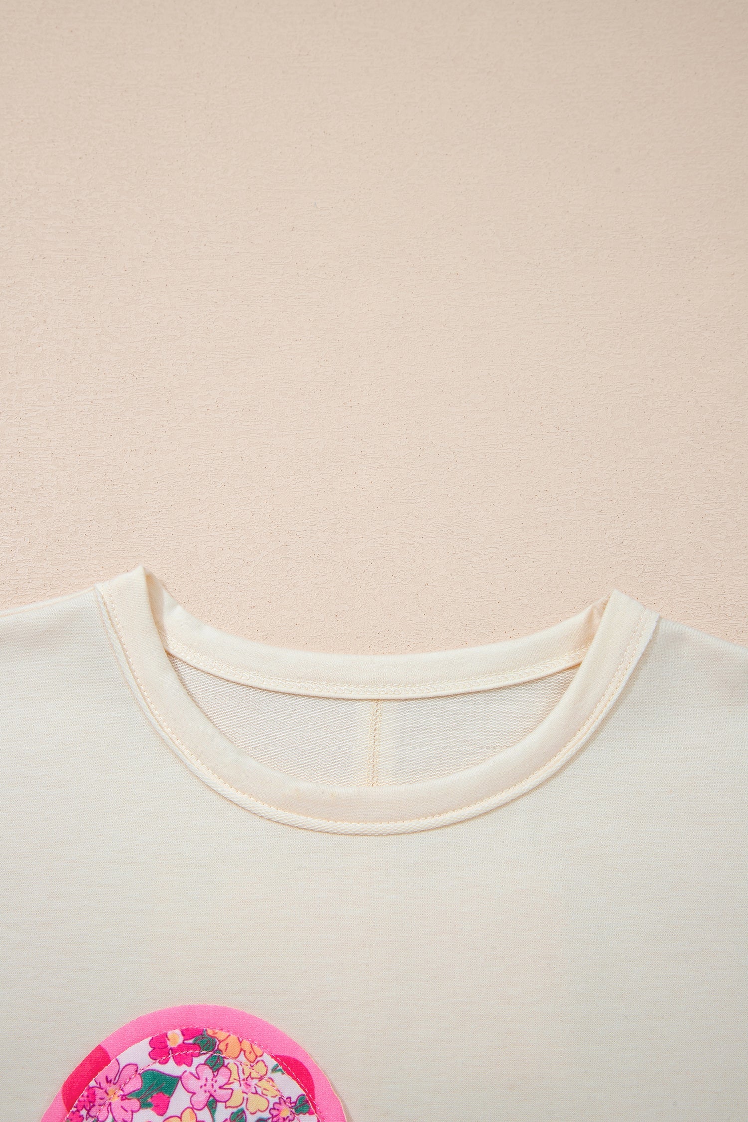 Floral Patched Raw Seam Big Flower Oversize Tee