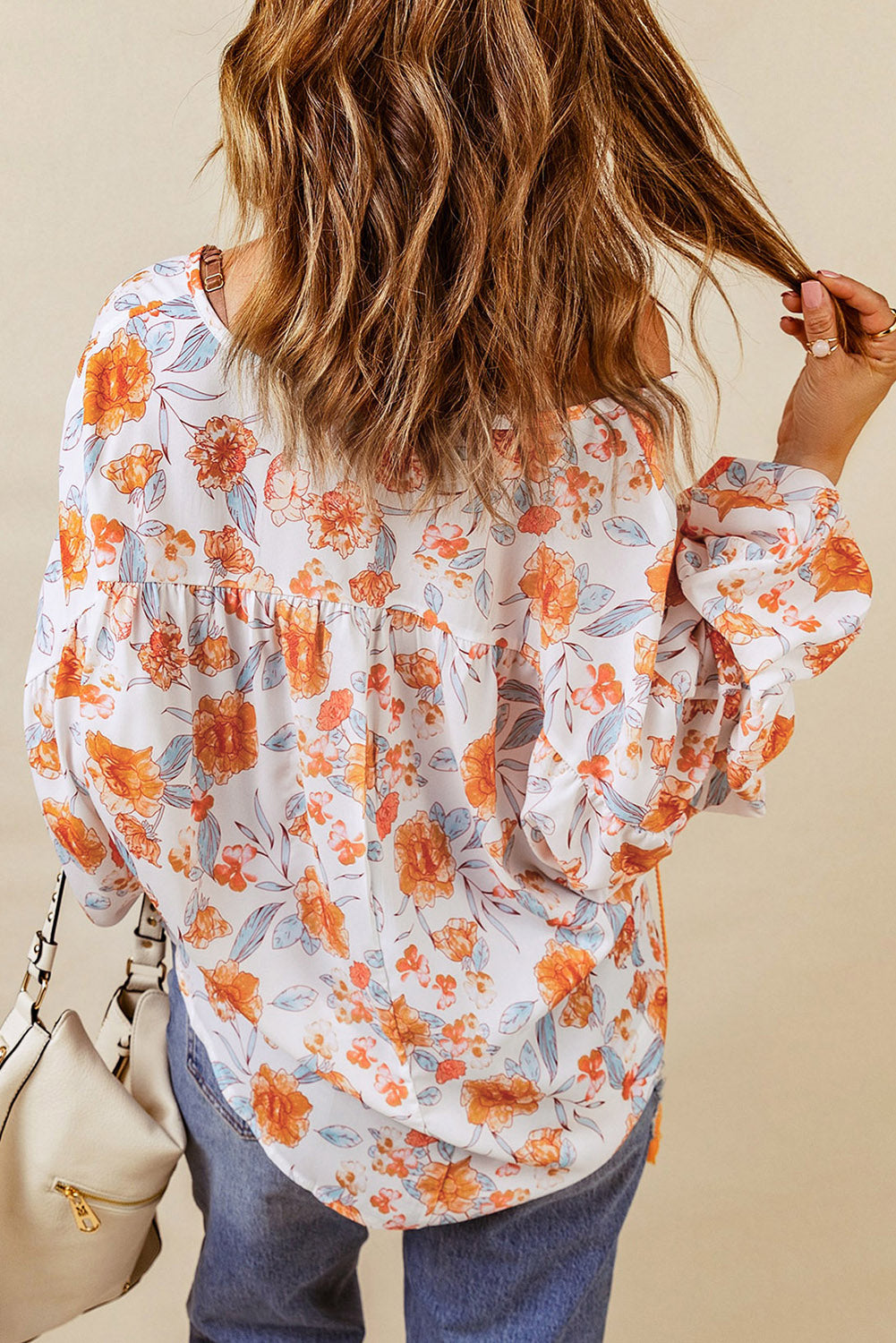 Blouse Dolman à imprimé floral et col en V fendu