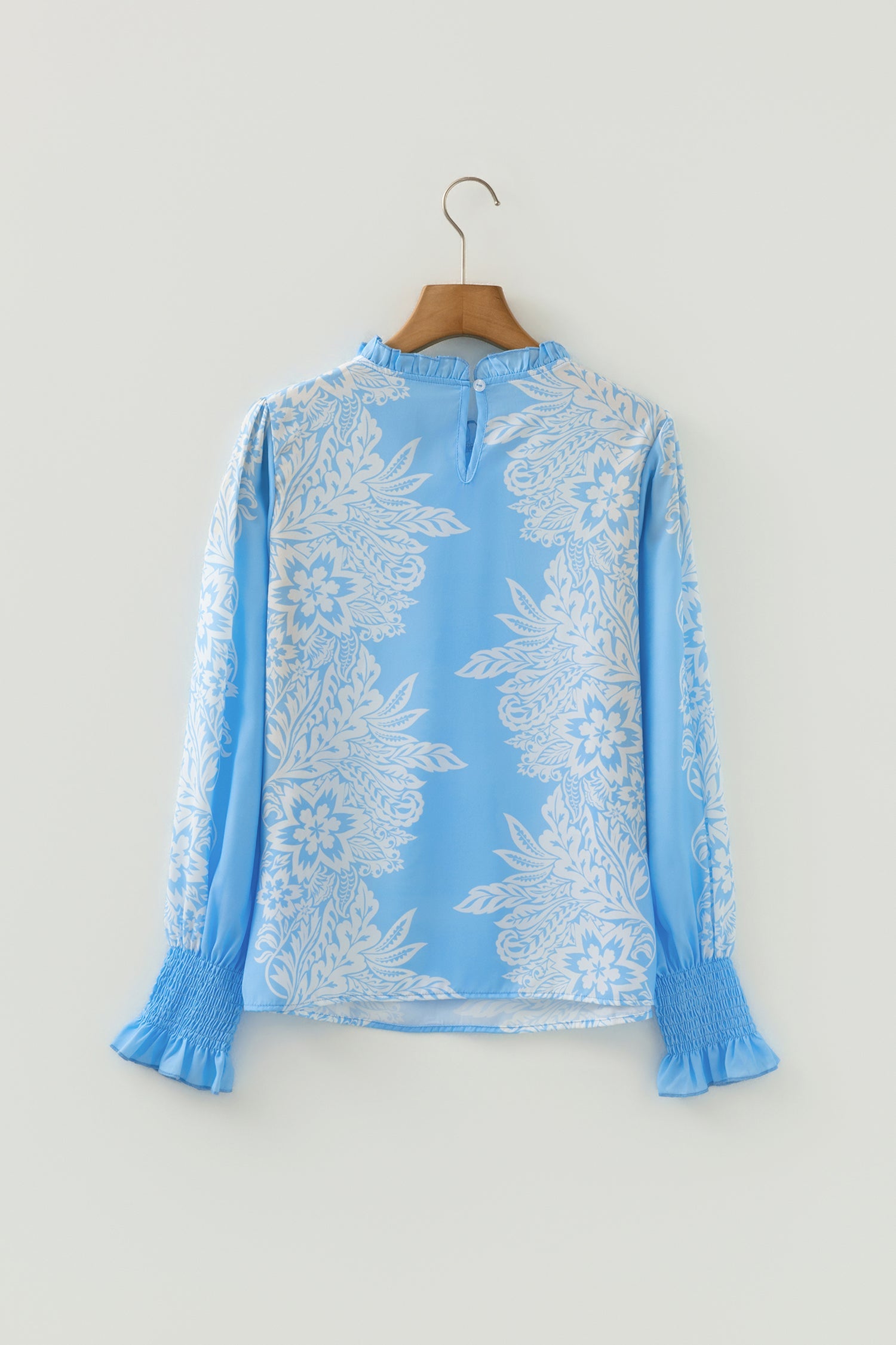 Ruffled Sleeve Collar Puff Flower Blouse